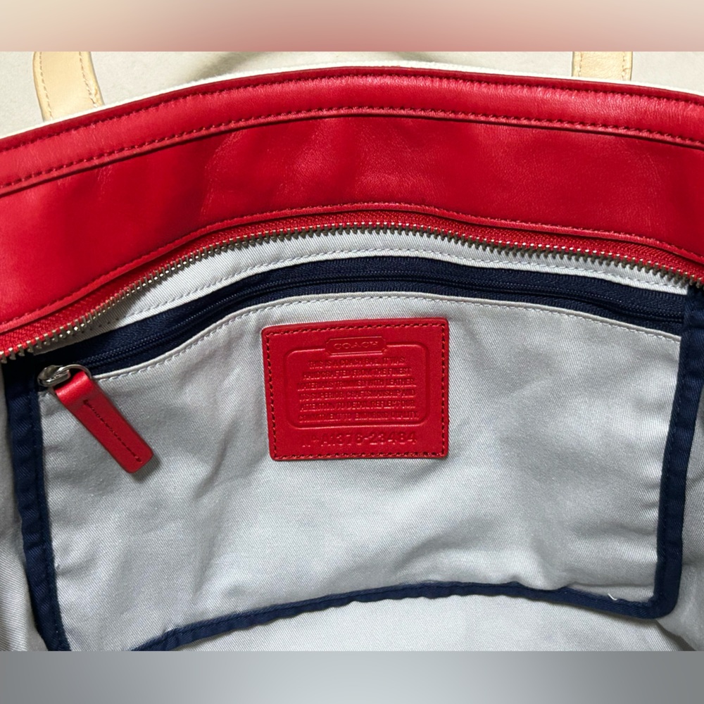 COACH X Saint James Legacy Weekend Tote in Ticking Stripe Canvas w/Leather Trim - Picture 13 of 16